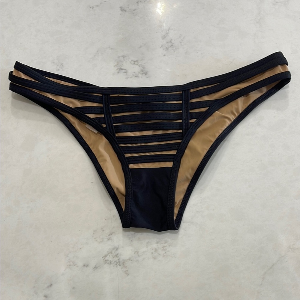 Beach Bunny Black and Tan Bikini Bottom